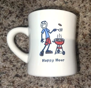 Life is Good Home Happy Hour ceramic Mug with Jake Grilling on BBQ - Picture 1 of 5