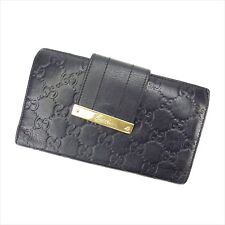 Gucci Wallet Purse Long Wallet Guccissima Black Woman Authentic Used Y1596