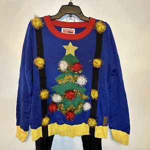Tipsy Elves Ugly Xmas Christmas Sweater Sequin Leggings Set Tree Pom Pom Size L - Picture 1 of 22