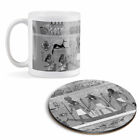 Mug & Round Coaster Set - BW - Ancient Egyptian Scene Mythology   #42477