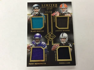 2014 Panini Limited Partnerships LP4-QB Quad Bortles Manziel Carr Bridgewater - Picture 1 of 4