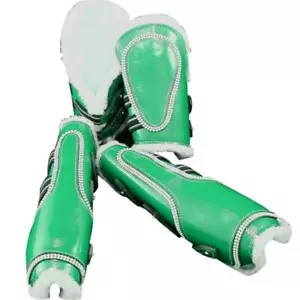 Green-Bling Faux Patent Leather Tendon/ Fetlock Boots with Fur lining-Set of Fou - Picture 1 of 4