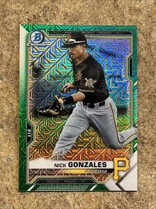 2021 Bowman Chrome BCP-224 Nick Gonzales Prospect Green Mojo Refractor Rare /99 - Picture 1 of 7