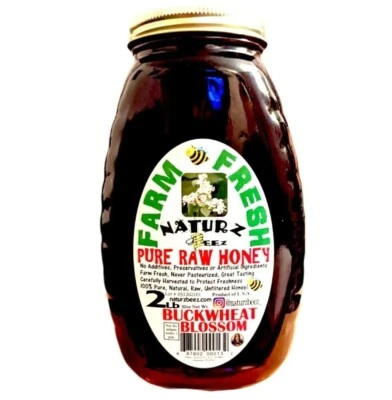 RAW HONEY BUCKWHEAT BLOSSOM HONEY 2LB 908g 100% PURE RAW UNFILTERED - Image 1 of 4