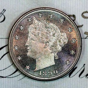 * 1890 * PRISTINE+ GEM PROOF LIBERTY V NICKEL * FROM ORIGINAL COLLECTION - Picture 1 of 3