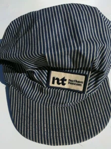 Gorra de ingeniero ferroviario Northern Telecom de colección sombrero a rayas espalda a presión EE. UU. - Imagen 1 de 3