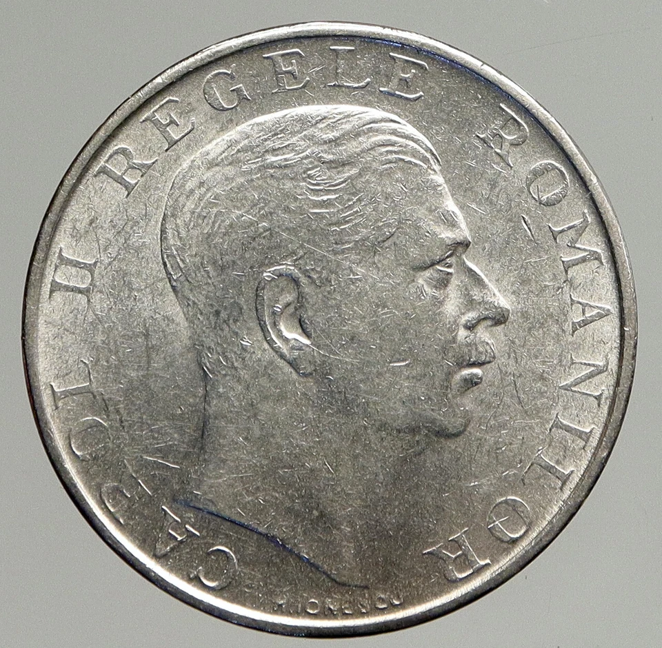 1939 ROMANIA King Carol II Shield VINTAGE Silver 250 Lei Romanian Coin i93828 - Image 1 of 3