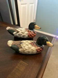 Set Vintage Wooden Duck Lint Remover Brush Mallard Figurine Decoy 5" x 3 1/4" - Picture 1 of 5