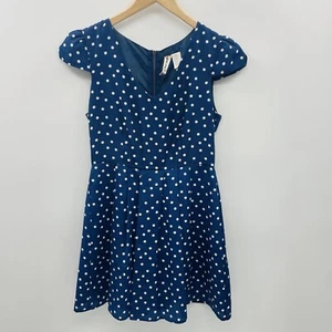 Mimi Chica Juniors Size Medium Polka Dot Capped Sleeve A Line Dress in Blue - Picture 1 of 6