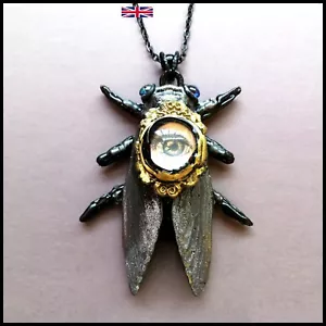 Cicada Fly Jewelry Necklace Pendant Chunky Design Jewellery Insect Neo Brutalist - Picture 1 of 24
