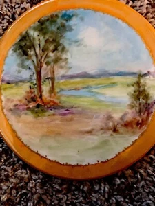 ASIAN ART Japan Lusterware Hand Painted TRIVIT Hot Plate Signed ORIENTAL Decor - Picture 1 of 8