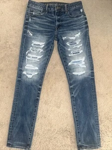 American Eagle Next Level Airflex Skinny Herrenjeans Größe 33 x 32 Used-Look - Bild 1 von 6
