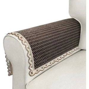 Luxurious 28"x28" Velvet Arm Cover - Non-Slip Lace Trim for Stylish Protection - Picture 1 of 8