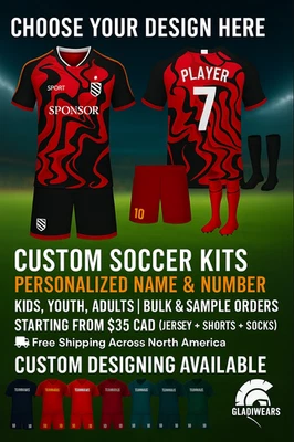 定制足球球衣和短裤 + 袜子套件 | 定制面料 | 样品或散装 — 第 1/4 张图片