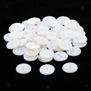 50x Round Flat Shell Button 2 Holes For Customizing - Picture 1 of 15