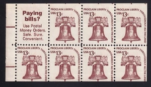 1595b “Liberty Bell” 13c Booklet of 7 + Slogan 8 Label. Dull Gum unused NH EFO - Picture 1 of 1