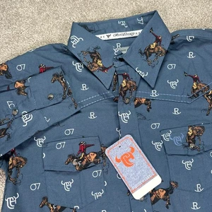 Camisa Vaquero Hardware Niños Western Rodeo Bronc Rider Manga Larga Juvenil Lg 10-12 - Imagen 1 de 13