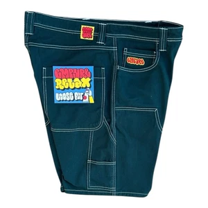 Pantaloncini jeans da falegname Empyre Relaxed larghi da uomo taglia 36 verde - Foto 1 di 7