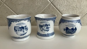 Vtg Set of 3 Rare Johnson Bros Votive Set - Blue Castle - Picture 1 of 12