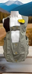 Vintage Black Sheep Japan Hunting Vest Sz 44 Suede Shoulder Pad Water Repellent - Picture 1 of 10