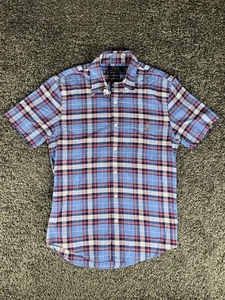 Polo Ralph Lauren Plaid Short Sleeve Shirt Blue Red Mens Size Small Classic - Picture 1 of 8