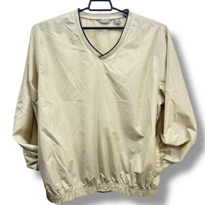 IZOD Golf XPG XL Long Sleeve V-Neck Tan Beige Brown Windbreaker Pullover - Imagem 1 de 4