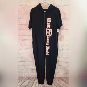 Disney Parks Womens Minnie Mouse Ears Hooded Zip Bodysuit w/Pockets Pajamas Sz L - Picture 1 of 6