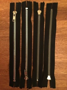 5mm Black Zipper, Shiny Silver Plastic Molded Teeth, 8" - 3 zippers - Picture 1 of 1