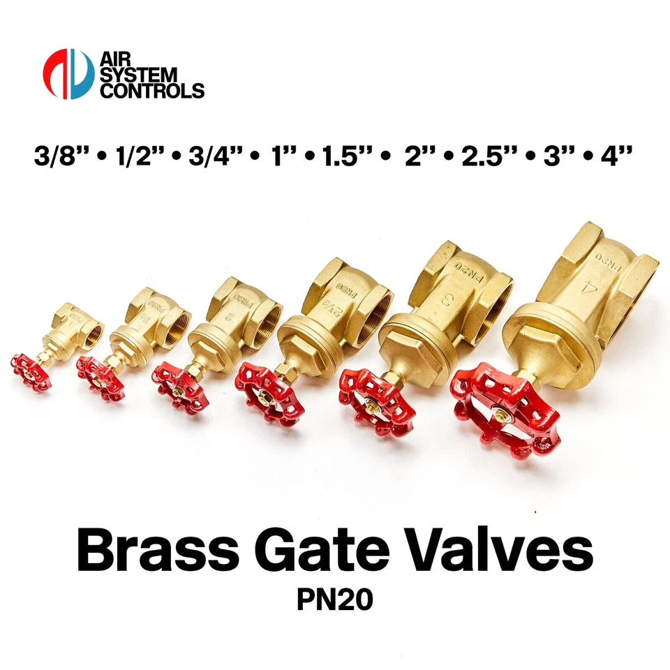 Brass Gate Valve PN20 BSP Female Full Bore 3/8"-4" Plumbing Heating Water System - Image 1 of 4