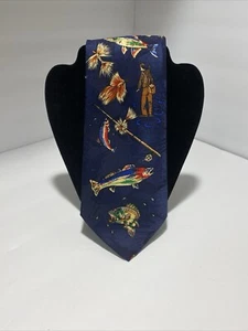Surrey Herren Krawatte - dunkelblau/Fliegenfischen Muster - Bild 1 von 11