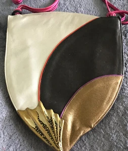 Emanuel Ungaro Leather Shoulder Bag, Unique, White,Black,Gold,Perfect - Picture 1 of 8