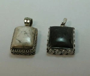 Silber Anhänger mit Verschiedenen Edelsteinen, glatt geschliffen - Bild 1 von 4