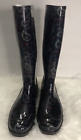 Gold Toe Rain Boots Dark Blue/Black and White Floral Women's Size 6