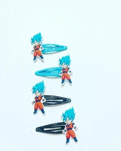 Fiocchi per capelli fatti a mano - anime - Dragonball Z - fermagli per capelli - SS Blue Goku #1 - Foto 1 di 3