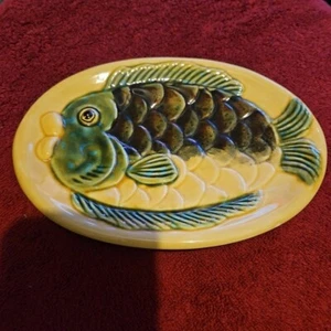 Piatto piatto pesce ceramica arte studio vintage fatto a mano - Foto 1 di 4