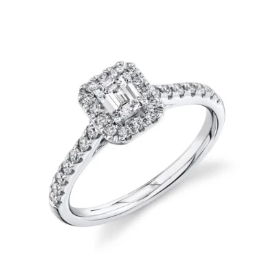 Emerald Cut Diamond Engagement Ring Solitaire 14K White Gold 0.74CT Certified - Image 1 of 4