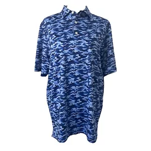 Herren Medium Poloshirt USA Palmenblau Camouflage Athletisch Kurzarm - Bild 1 von 10