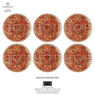 Versace Rosenthal - Guirnalda Medusa Roja - Juego de 6 Platos de Cena/Pan 17 Cm Foto 1 de 4