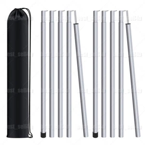 Set of 2PCS Tent Poles Adjustable Tarp Poles Steel Rods for Tarp Canopy Camping - Picture 1 of 15