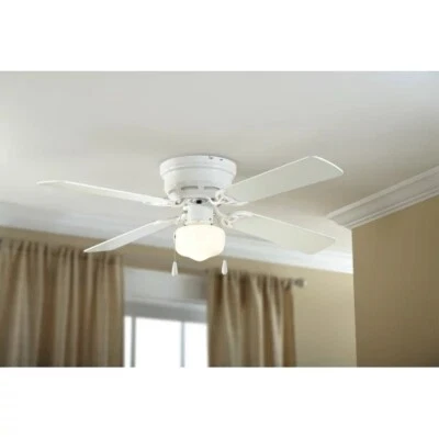 Mainstays 42 inch Hugger Indoor Ceiling Fan With Light - White - Image 1 of 2