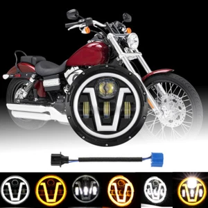 7 Inch Led Headlights Hi Lo Beam With DRL Turn Light For Harley Honda Motorcycle - Picture 1 of 12