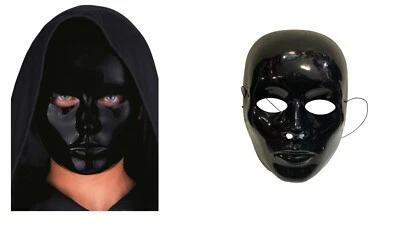 CARNEVALE HALLOWEEN MASCHERA NERA IN PLASTICA NO FACE SENZA VOLTO CARNIVAL 00078 - Immagine 1 di 3