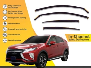 Wind Deflectors In Channel For Mitsubishi Eclipse Cross 2018-up 4-Pcs Rain Guard - Picture 1 of 7