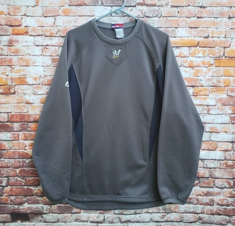 🔥 Milwaukee Brewers Majestic Therma Base Warm Up Batting Practice Sweatshirt XL Cover