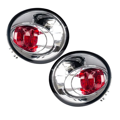 Left+Right Taillight Assembly For Volkswagen Beetle 1998-2005 Chrome Housing - Image 1 of 4