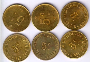 FRANCE Villiers-Adam Lot 6x 5 Centimes 30's 'Henry Crépin" local coinage (AF522) - Picture 1 of 1