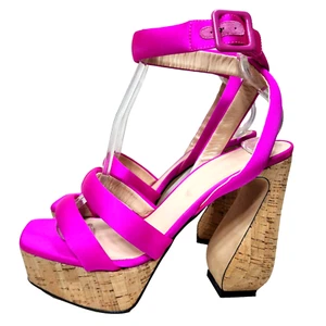 Sergio Rossi Si Pumps Dragon Fruit Fuchsia Ankle Wrap Plateau Gr. 10 / 40,5 - Bild 1 von 15