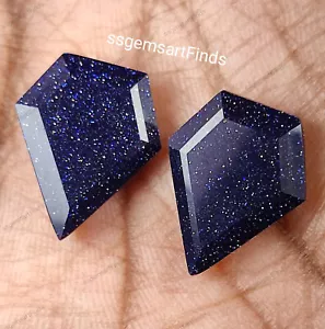 Piedra preciosa suelta con forma de diamante facetado azul natural para hacer joyas - Imagen 1 de 17