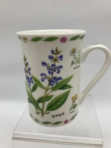 VTG Kent Pottery Coffee Mug Floral Herbs Sage Tansy Borage Chive Cup - Picture 1 of 6
