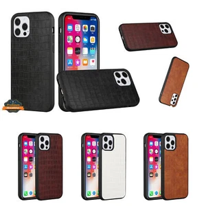 For Apple iPhone 15 Pro Max PU Leather Crocodile Design Hybrid Hard Case Cover - Picture 1 of 33